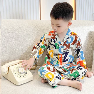 🔥ชุดนอนเด็ก ชุดนอนผ้าสปัน ไซส์90-150 👦🏻👧🏻 พร้อมส่งจากไทย🇹🇭