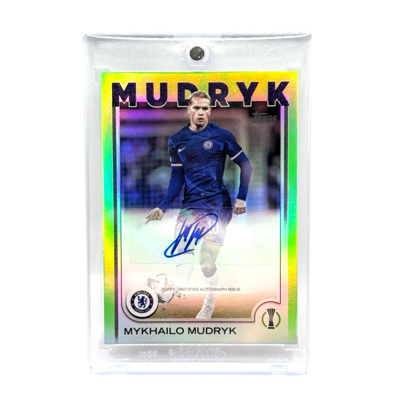 Topps UCC 24/25 Mykhailo Mudryk Chelsea FC /199 Base Autograph Neon Green Foilboard