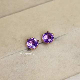 ต่างหูพลอยแท้ พลอยกลม ขนาด 5 มิล ทรง 6 เตย ต่างหูเงินแท้ 925…