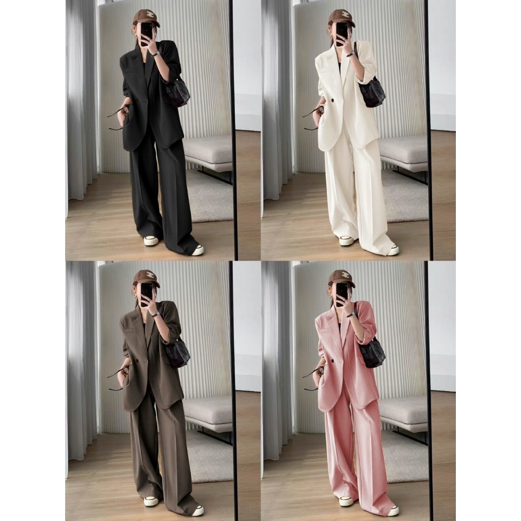 SUIT-21 เซ็ตสูทผู้หญิง สไตล์เกาหลี ทรงใหญ่ใส่สวย (ขายยกเซ็ต)  เซ็ตสูทแฟชั่น เบลเซอร์ ใส่ทำงาน ราคา ถูกที่สุด ดีลบีเคเค แกลเลอรีภาพที่ 8