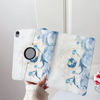 🌻24 ชั่วโมง🌻เคสป้องกัน iPad หมุนได้ 360°🐋วาฬสีน้ำเงิน🐋เหมาะสำหรับรุ่นGen12 Air8 Air7 Gen10 Ge11 Air6