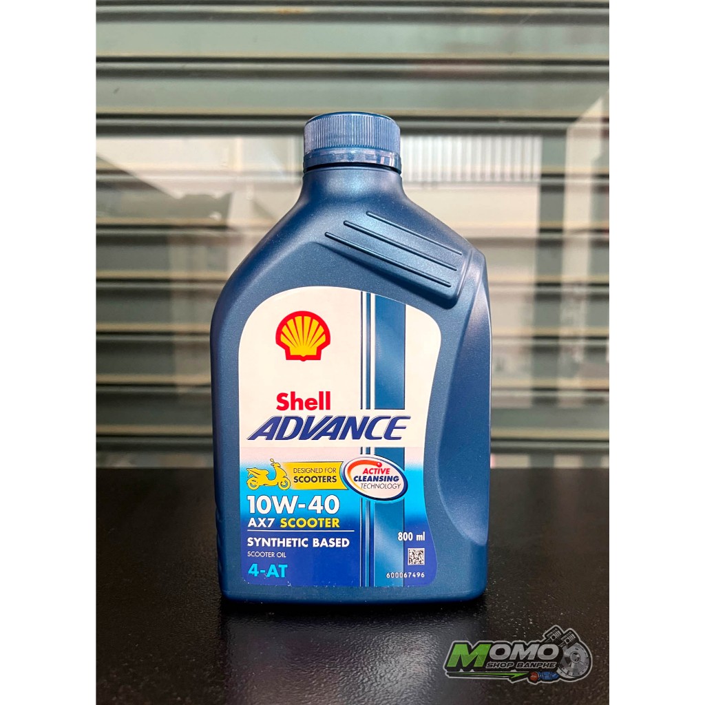 น้ำมันเครื่องมอเตอร์ไซค์ Shell Advance AX7 Scooter 10W-40 ขนาด 0.8L