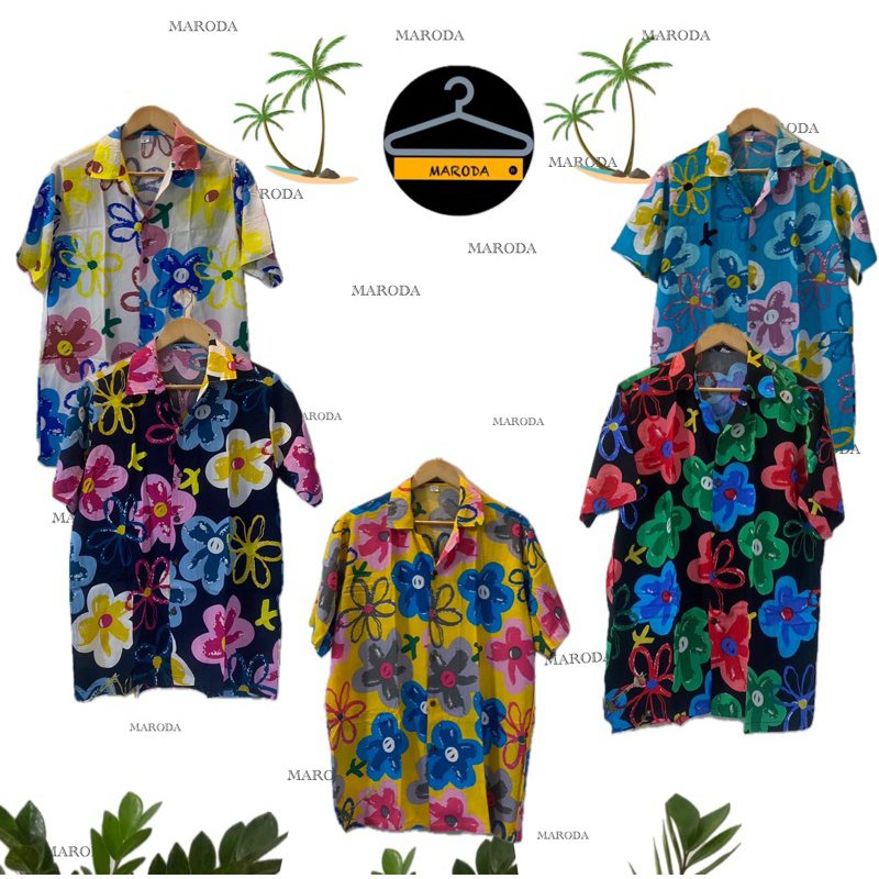 เสื้อฮาวายแขนสั้น(ผ้าสปันเรยอน)