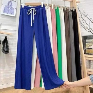 กางเกงผู้หญิง 7 สี ราคาถูก กางเกงทรงตรงลำลอง ผ้าไหมน้ำแข็งคุณภาพสูง ใส่ได้หลายแบบ นุ่มสบายสายรัดเอวยืดหยุ่น🌈BABAOTU🌈