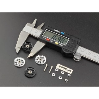 โรลเลอร์ 17 mm แบบเจาะ สำหรับสนามเทคนิก ขอบมน ใส่รถ Mini4WD รถก้าง - Mini4WD 17mm Alumi Roller Drilled