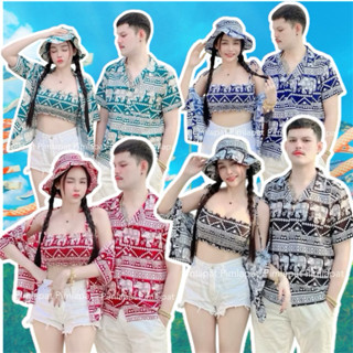 🔥งานป้ายPimlapat040🔥เสื้อคู่ลายช้างได้ทั้ง4ชิ้นแบบใหม่พร้อมส…