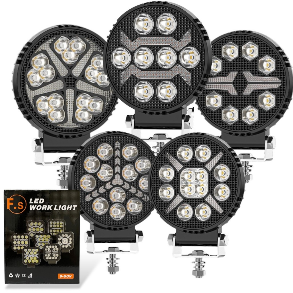 FS (1ชิ้น) ไฟสปอร์ตไลท์ รุ่นใหม่ WORK LIGHT LED (ขาว+เหลือง) รถยนต์/ มอเตอร์ไซค์ 9V-60V