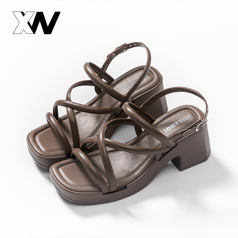 XWbrand ปังไม่ไหว รองเท้าแฟชั่นผู้หญิงสไตล์เกาหลี รุ่นนี้จัดเอาใจคุณสาวๆถึง 5 สีด้วยกัน มาพร้อมส้นหนา 2.8 นิ้ว แมทช์ชุด