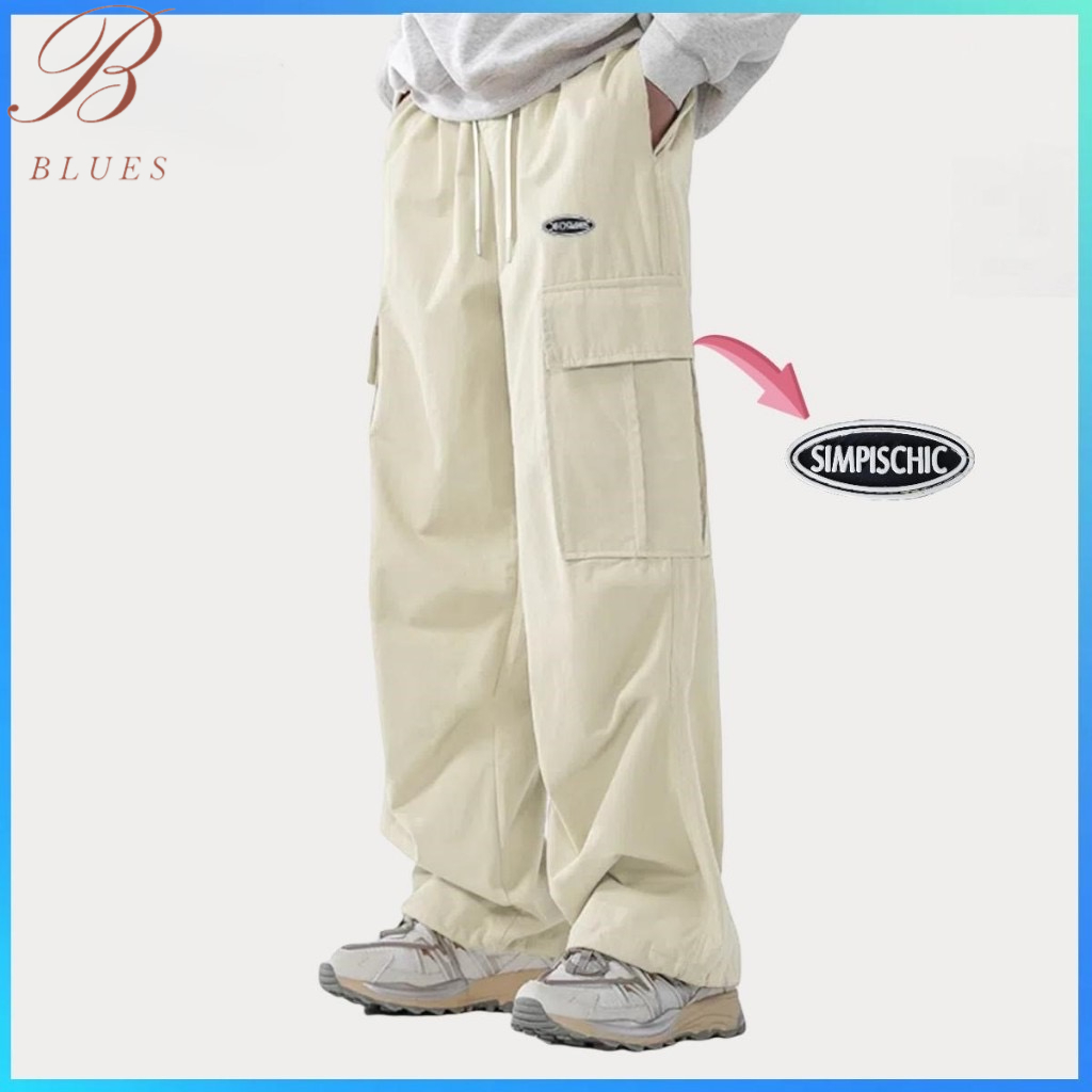 B BLUES กางเกงทำงานผู้ชายสไตล์ใหม่สุดเทรนด์ มีกระเป๋าหลายใบ แบบหลวมและขากระบอกตรง Men กางเกง คาโก้ - รูปที่ 6