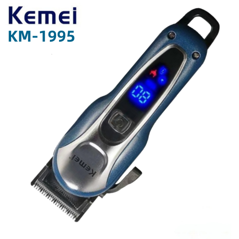 Kemei ล่าสุด KM-1995 LCD Monitor Charging แบตเตอเลี่ยนตัดผมไร้สาย ปัตตาเลี่ยนตัดผม แบตตาเลี่ยนแกะลาย รับประกันสินค้า