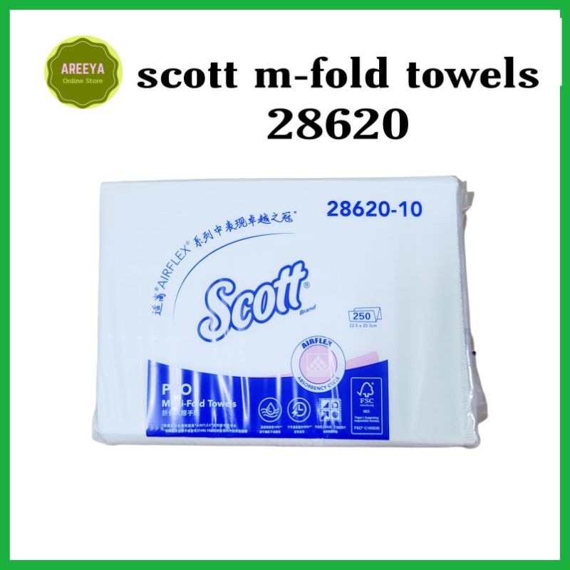 กระดาษเช็ดมือScott m-fold 28620-10 จำนาน1ห่อ