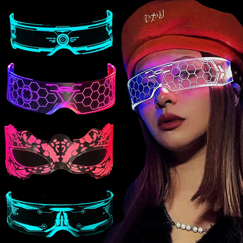 【จัดส่งจากกรุงเทพฯ】แว่นตาLED แว่นมีไฟ แว่นกันน้ำ แว่นตาติดไฟแว่นตาดสโก้บาร์ DJ พร็อพแว่นตา สงกรานต์ แว่นตาปาร์ตี้