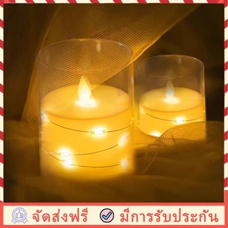 เทียนไฟฟ้าLED โคมไฟเทียน เทียนอิเล็กทรอนิกส์ แถมถ่าน จิ๋วไร้ควันปลอดภัย เปลวไฟแกว่งจำลอง ตกแต่งสร้างบรรยากาศ