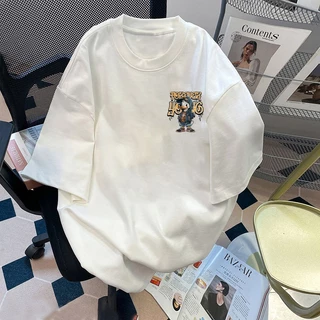 Top.street เสื้อยืด oversize 'cool duck' พิมพ์ลาย แขนสั้น t shirt cotton100% วินเทจ เสื้อฟอก สีดำ 3xl สไตล์เกาหลี