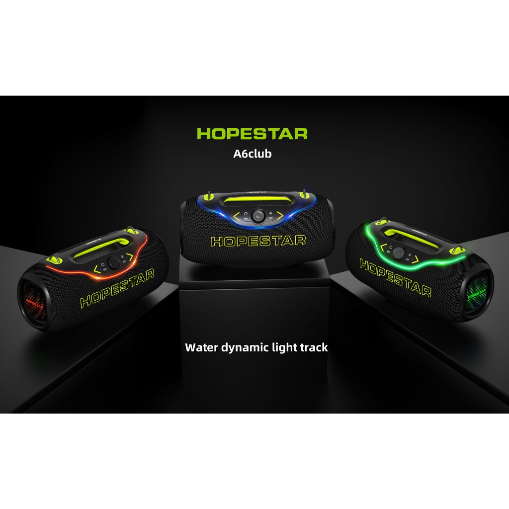 Hopestar A6Club ลำโพงบลูทูธ 200วัตต์ พร้อมไมค์ลอย1อัน ลำโพง3ดอก มีไฟRGB ปรับเบส3โหมด ของแท้100%