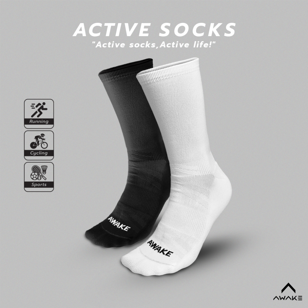 AWAKE ถุงเท้ากีฬาครึ่งแข้ง ACTIVE SOCKS