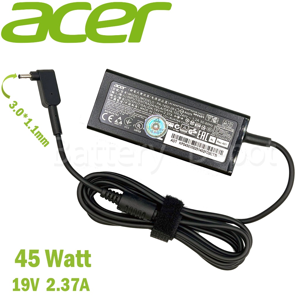 Acer Adapter ของแท้ 19V/2.37A 45W หัวขนาด 3.0*1.1mm สายชาร์จ Acer Liteon PA-1450-26 สายชาร์จ เอเซอร์ อะแดปเตอร์