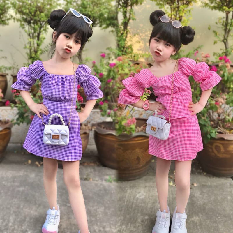 (รหัสPD)ชุดแฟชั่นเด็กผู้หญิง งาน2ชิ้น เสื้อ กางเกงกระโปรง