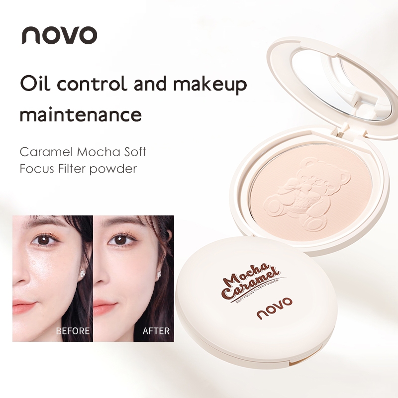 6231 (ใหม่/แท้)  NOVO POWDER แป้งพัฟ คุมมัน  ปรับผิวสว่างใส ติดทน กันน้ำ