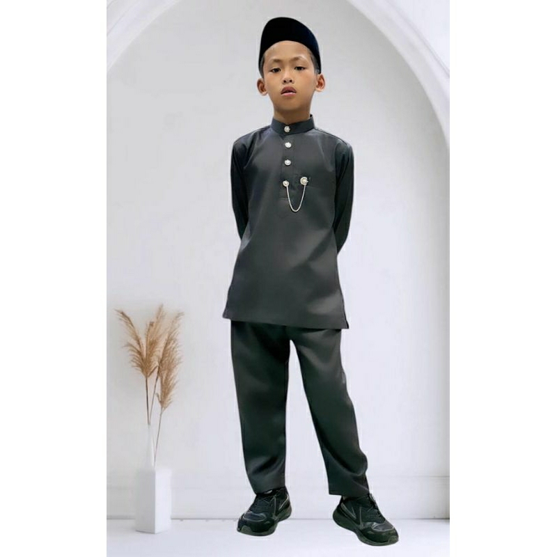 Maleyu Kurta ชุดกรุตาผู้ชาย เด็ก 1-13ปี รุ่นกระดุมโซ่ แบบใหม่ล่าสุด แขนปล่อย ชุดรายอ 2025