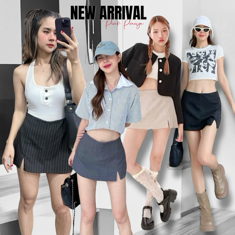 ZIPTHONG (Y2K2024)กระโปรงกางเกงสั้นเอวต่ำSTYLE Y2K