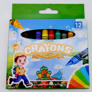 สีเทียนมาตรฐาน12สี (แพ็ค12กล่อง) ✏️สีเทียน เนื้อสีเข้ม เครื่องเขียนสำนักงาน โรงเรียน🎀 🎊 🎉