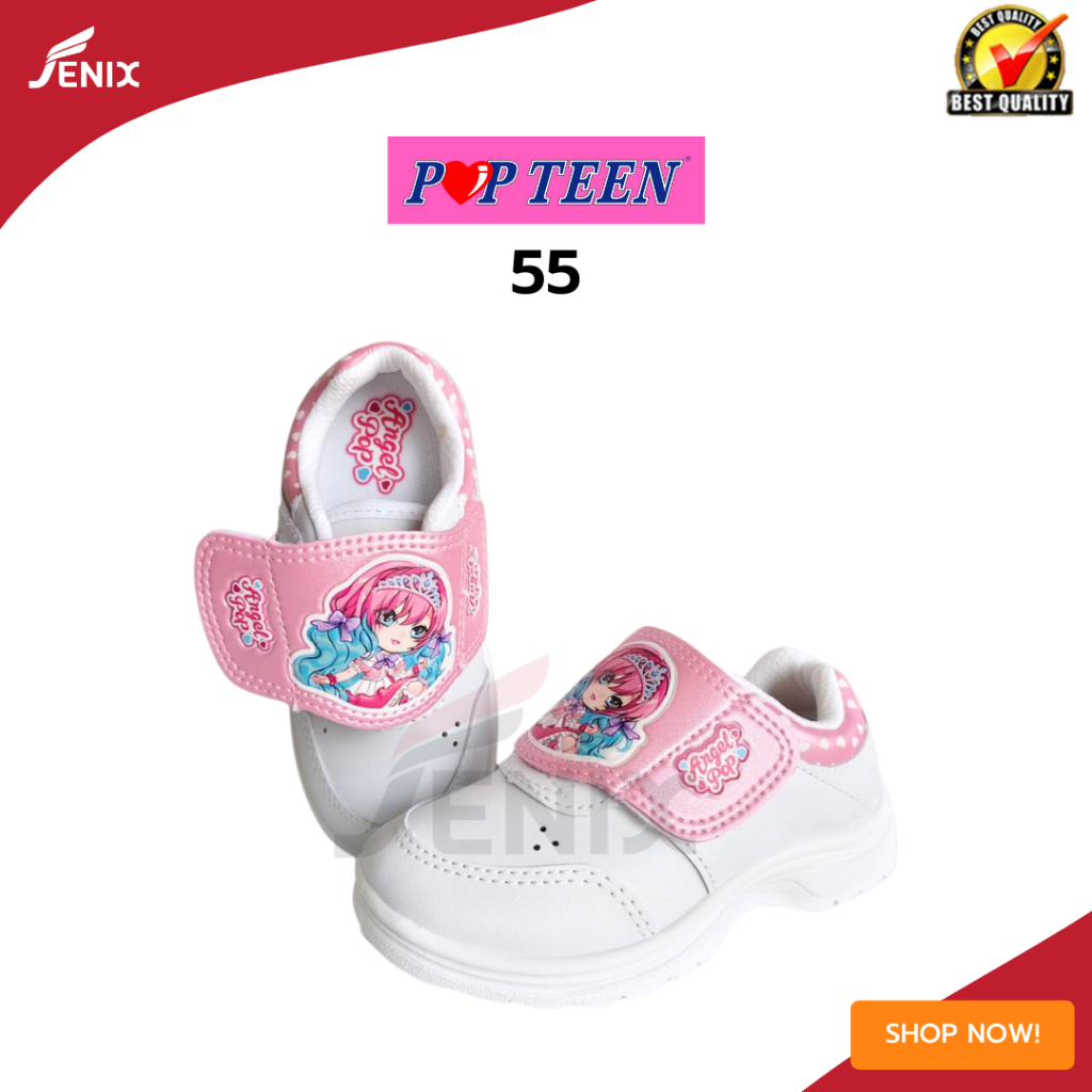 รองเท้านักเรียนอนุบาลหญิง สีขาว POPTEEN รุ่น Baby Pop (SC55) 26-32