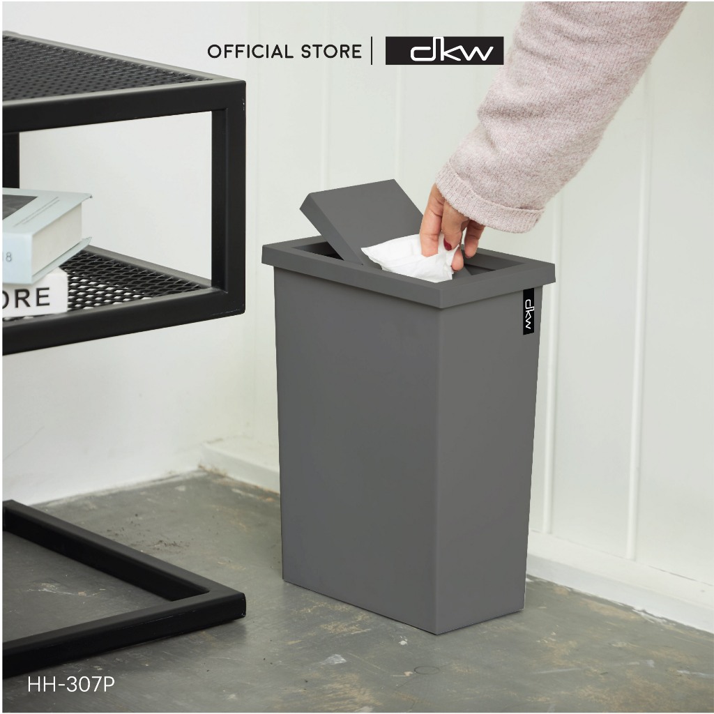 Minimal Around HH-307P ถังขยะเหลี่ยมฝาสวิง Slim (8L) (มีหลายสี) ถังขยะอึด สวย ทน Slim swing bin