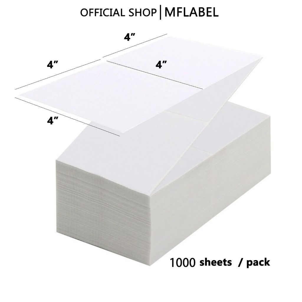 (พับ 1,000 แผ่น) สติกเกอร์ความร้อน 100x100 มม. สติ๊กเกอร์บาร์โค้ดความร้อน สติ๊กเกอร์ปกใบนำส่งสินค้า