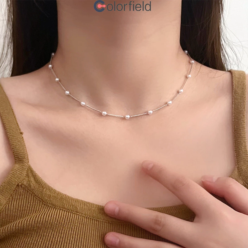 Colorfield สร้อยคอ จี้ลูกปัดไข่มุก หรูหราละเอียดอ่อน หวานสไตล์เกาหลี สำหรับผู้หญิง
