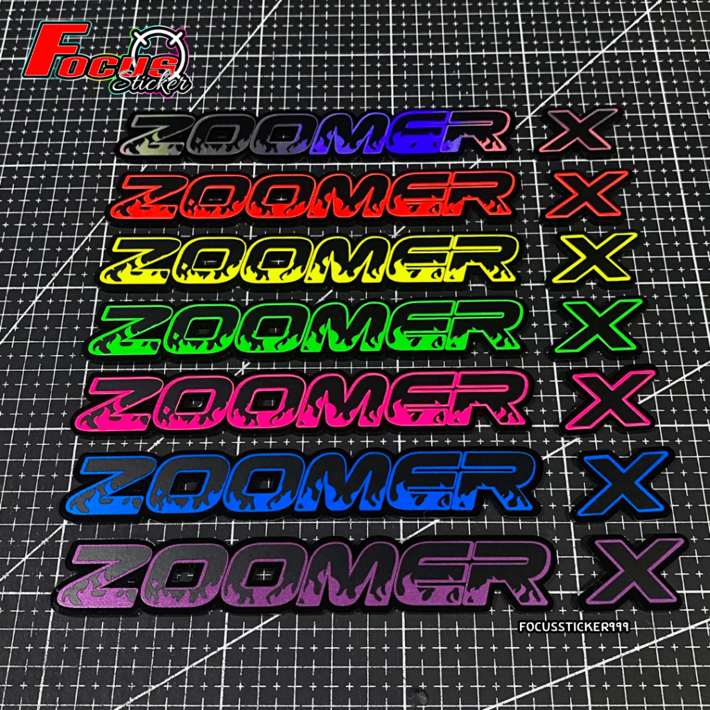 (สั่ง1=ได้1คู่) สติกเกอร์โลโก้ ZOOMER X ลายไฟ สติกเกอร์งานตัวนูน สีเรืองแสงสะท้อนแสง สั่งทำสีอื่นได้