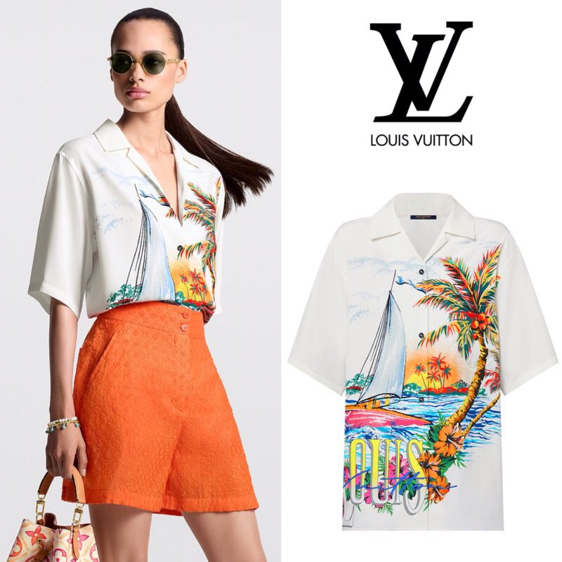 เสื้อเชิ้ตแขนสั้น Louis Vuitton ลาย Sunset Sailboat