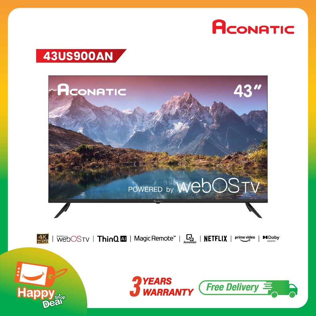 Aconatic Smart TV 4K HDR 10 สมาร์ททีวี 43 นิ้ว รุ่น 43US900AN WebOS TV Magic Remote (รับประกัน 3 ปี)