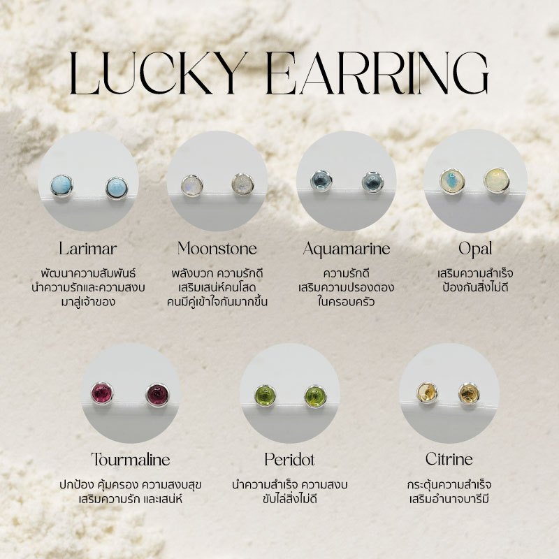 Treasure &Treasures | Lucky Earring ต่างหูมินิมอลประดับหินมงคล เสริมโชคดี