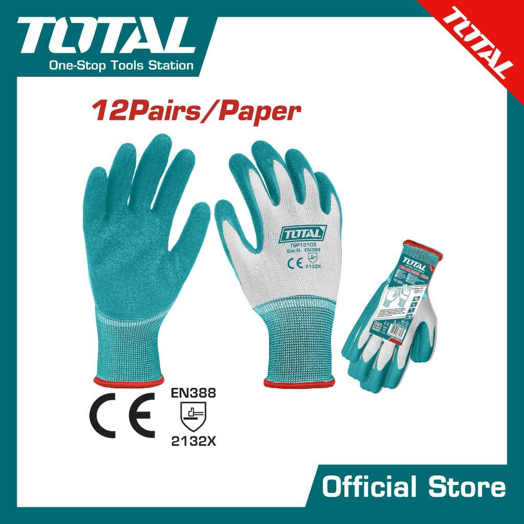TOTAL ถุงมืออุตสาหกรรม(เคลือบด้านหน้า) ขนาด XL #TSP13103