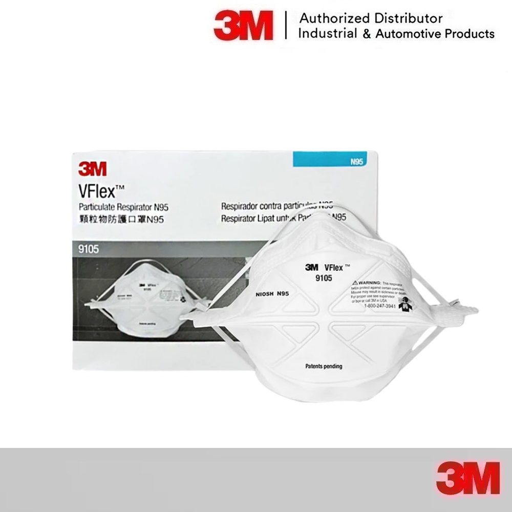 3M (x50 ชิ้้น) 9105 Vflex N95 หน้ากากป้องกันฝุ่นละอองมาตรฐาน PM2.5