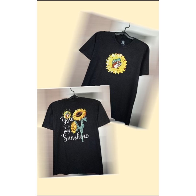 เสื้อยืดคอกลม ป้ายปั๊มคอBuc-eeSทานตะวันหน้า-หลัง(L)