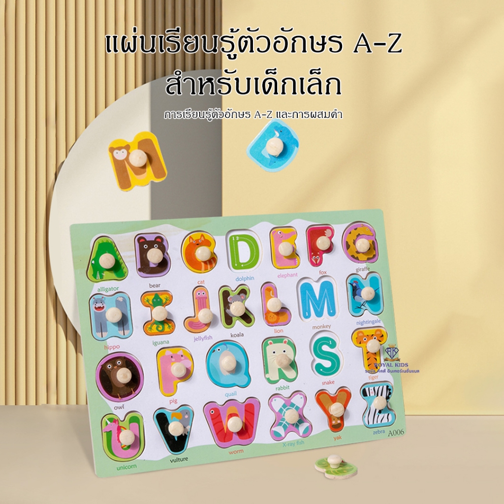 กระดานจิ๊กซอว์ กระดานจ๊ะเอ๋ จิ๊กซอว์หมุด ABC 123 เสริมทักษะและช่วยการจดจำของเด็ก กระดานหมุด