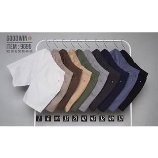 ⚡Goodwin ⚡9695 กางเกงขาสั้น ผู้ชาย เอวยืด ผ้าคอตต้อน สีพื้น ยาว 18-21 นิ้ว ไซส์ 30-40 Goodwin Brand