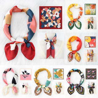 ผ้าพันคอ ผ้าผูกผม  ผ้าไหมซาติน  ขนาด 70x70cm  แฟชั่นสไตล์เกา…