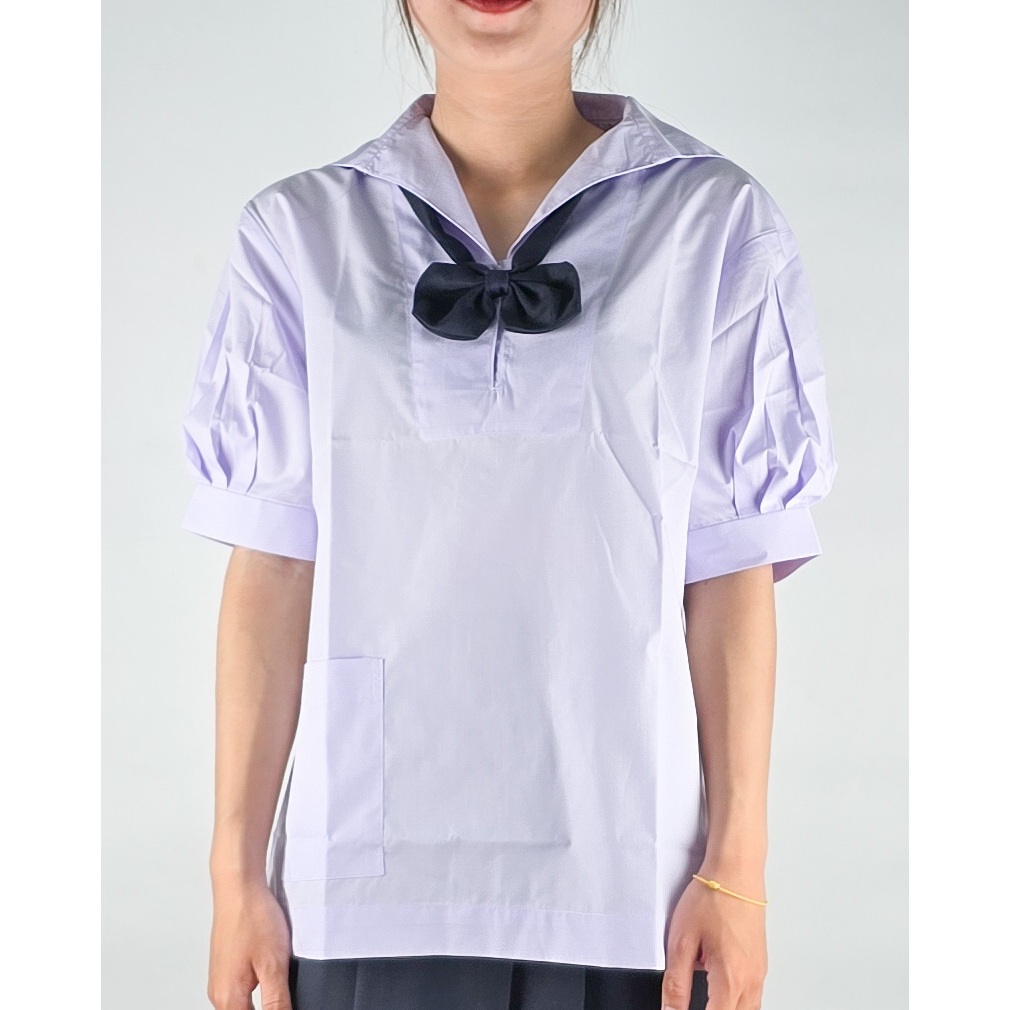 เสื้อนักเรียนหญิงปกทหารเรือ ตราสมาร์ท ผ้าดี ทรงสวย  โรงงานใหญ่จากขอนแก่น แรงงานไทย