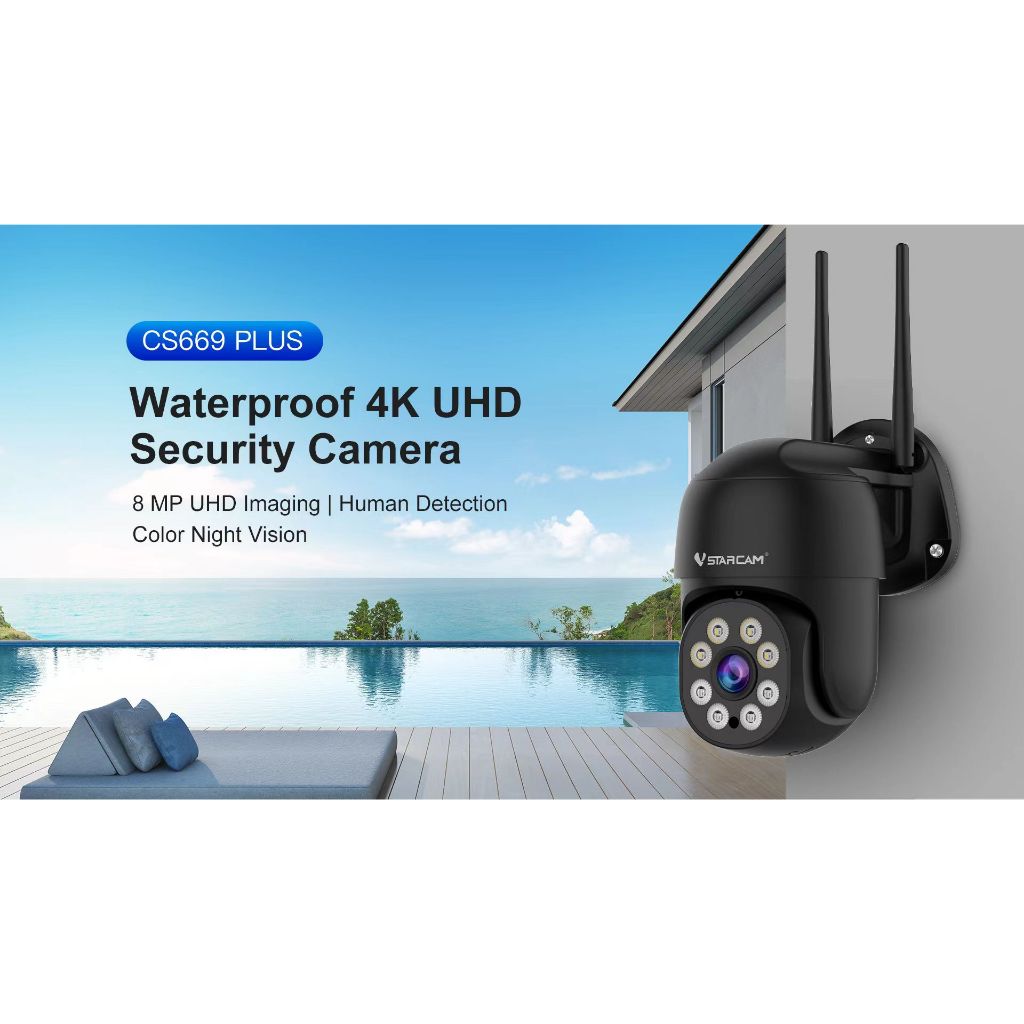 Vstarcam CS669 PLUS สีดำ (ใหม่ 2025) ความละเอียด 8 MP กล้องวงจรปิดไร้สาย Outdoor 4K UHD Color Night Vision มีAI+