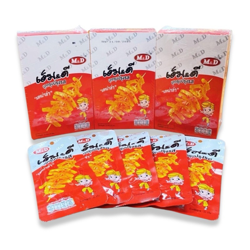 🌶️🐙M&D บุกกรุบ 🐙🌶️ปรุงรสหม่าล่า อร่อยกรุบเคี้ยวเพลิน 1 กล่องมี 12 ซอง บรรจุ 22 กรัม บุกกรุบปรุงรส หม่าล่า