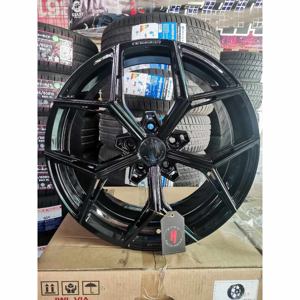 แม็กใหม่ขอบ 18 แนววัยรุ่นดูใบ สีดำเงา