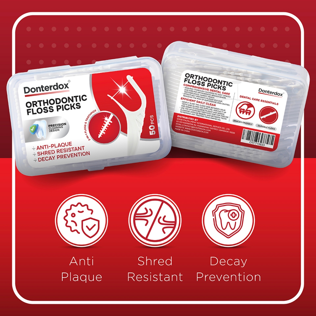 Donterdox – ไหมขัดฟันแบบด้ามพร้อมก้านขัดซอกฟัน (50 ชิ้น/กล่อง) ใช้ง่ายสำหรับทุกคนและใช้ได้กับผู้คนจัดฟัน Orthodontic - รูปที่ 4