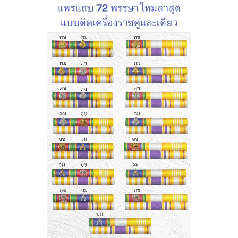 ส่งเร็ว แถบแพรเครื่องราชประดับคู่และเดี่ยว ใหม่ล่าสุด ผ้าแพรนูน ขาหลังแบบเข็มกลัดและแบบแม่เหล็ก
