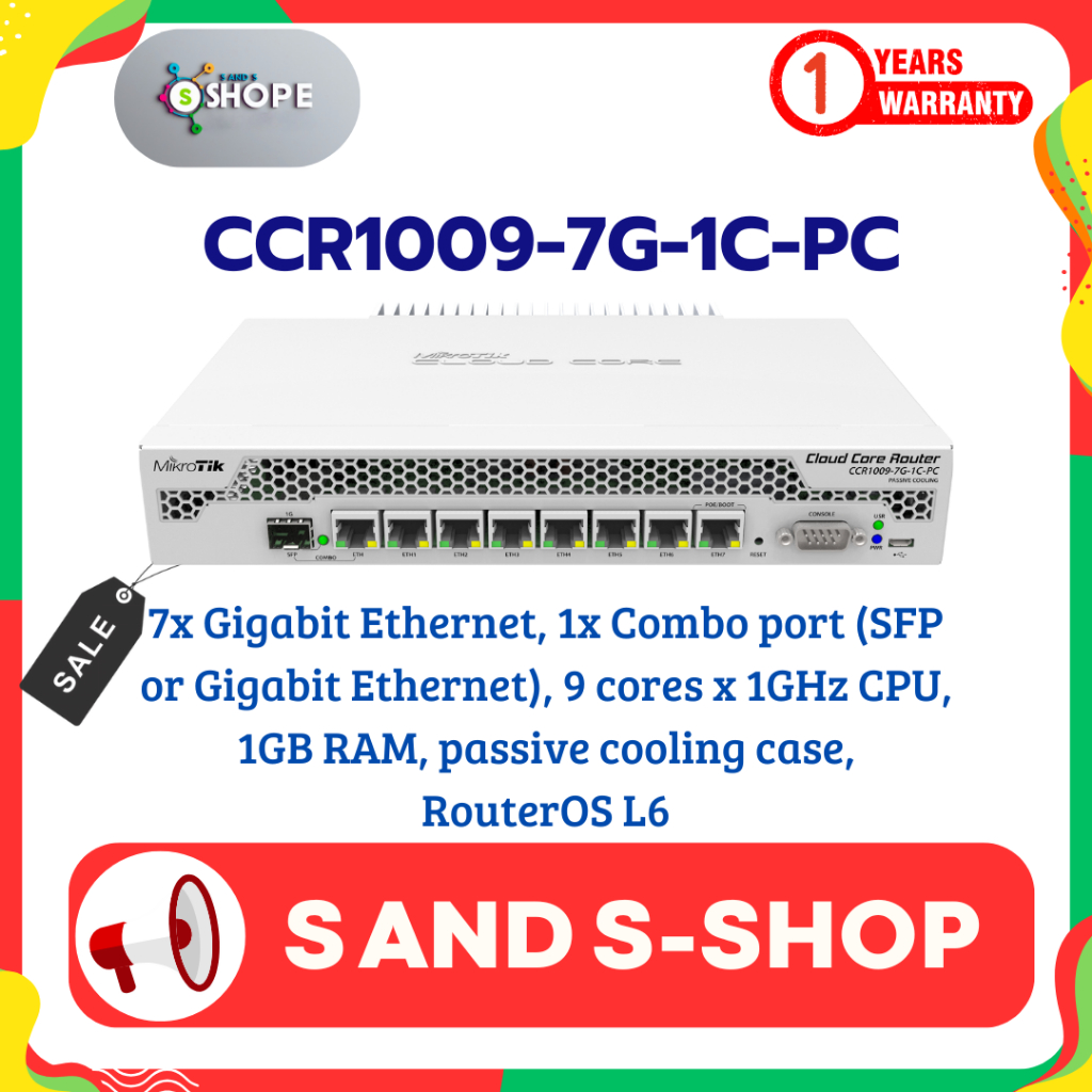 Mikrotik CCR1009-7G-1C-PC⚡️ส่งไว⚡️รับประกัน 1 ปี⚡️ออกใบกำกับภาษีได้⚡️🔥สั่งซื้อได้เลย🔥