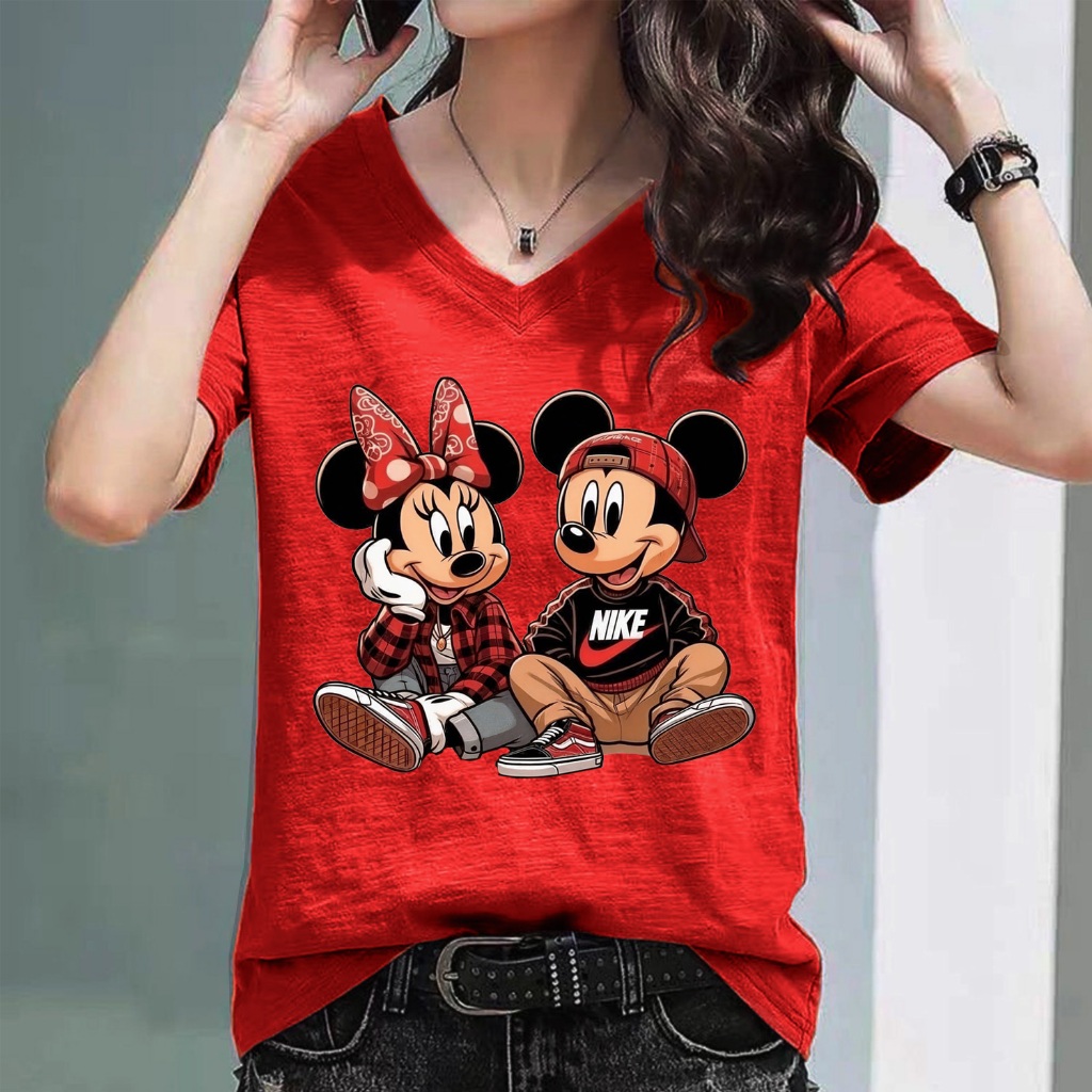 M-6XL เสื้อลายMickey คู่รัก เสื้อยืด แขนสั้น สวยเก๋ Valentine for women Cotton100% รุ่น C427