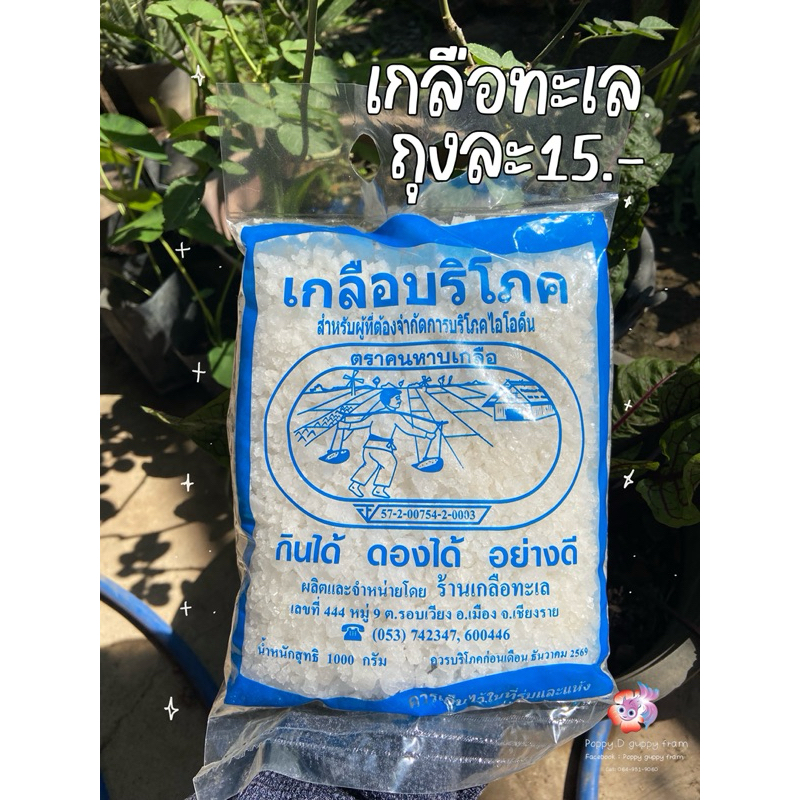 เกลือทะเล น้ำหนัก 1 กิโลกรัม เกรดสะอาดใส่ตู้ปลา เกลือใส่บ่อปลา เกลือสมุทร เกลือใส่ปลา ลดความเครียดของปลาได้เป็นอย่างดี