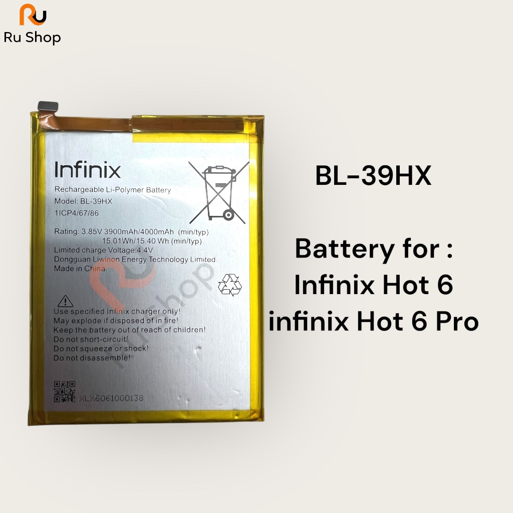 แบตเตอรี่ แท้ lnfinix Hot 6 /  lnfinix Hot 6 Pro BL-39HX 4000mAh ประกัน 3 เดือน